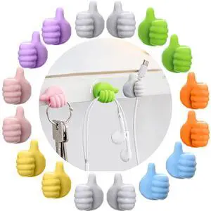16Pcs Creative Silicone Thumb Wall Hook - Multifunction Adhesive Cable Clip Self Adhesive Thumb Cable Organizer Clips Key Hanger 16Pcs Creative Silicone Thumb Wall Hook - Multifunction Adhesive Cable Clip Self Adhesive Thumb Cable Organizer Clips Key Hanger