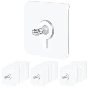 15 Pack Self Adhesive Picture Hooks Without Nails,13 lbs Load Heavy Duty Sticky Hooks(16 mm) for Hanging,2 in 1 Reusable Waterproof and Oilproof Hooks for Kitchen, Bathroom, Home, Office 15 Pack Self Adhesive Picture Hooks Without Nails,13 lbs Load Heavy Duty Sticky Hooks(16 mm) for Hanging,2 in 1 Reusable Waterproof and Oilproof Hooks for Kitchen, Bathroom, Home, Office
