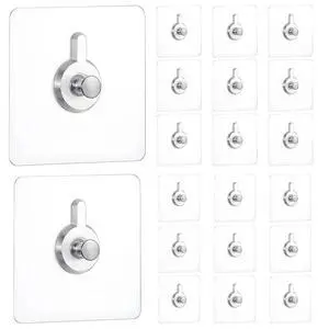 20 Pcs Nail Free Adhesive for Wall, No Damage Adhesive Wall Hooks Walls Hangers Reusable No Drill Screw Stickers for Walls Mount, Bathroom, Home, Kitchen, Office (10pcs2.75''+10pcs2.36'') 20 Pcs Nail Free Adhesive for Wall, No Damage Adhesive Wall Hooks Walls Hangers Reusable No Drill Screw Stickers for Walls Mount, Bathroom, Home, Kitchen, Office (10pcs2.75''+10pcs2.36'')