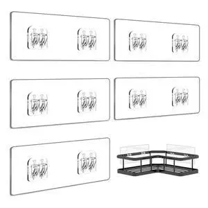 5-Pack Shower Caddy Adhesive Replacement - Transparent Shower Adhesive Strips, No Drilling Hooks for Bath Storage Shelves, Kitchen Racks, Basket & Soap Holder 5-Pack Shower Caddy Adhesive Replacement - Transparent Shower Adhesive Strips, No Drilling Hooks for Bath Storage Shelves, Kitchen Racks, Basket & Soap Holder