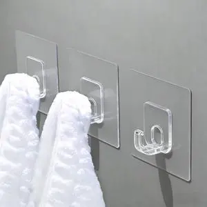 10 Pack Invisible Adhesive Hooks for Hanging Heavy Duty, Waterproof & Rustproof Shower Hooks for Inside Shower, Clear Sticky Hooks for Walls No Damage, Multi-Use for Kitchen, Bathroom, Bedroom, Office 10 Pack Invisible Adhesive Hooks for Hanging Heavy Duty, Waterproof & Rustproof Shower Hooks for Inside Shower, Clear Sticky Hooks for Walls No Damage, Multi-Use for Kitchen, Bathroom, Bedroom, Office
