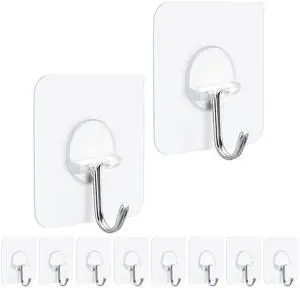 Adhesive Hooks Heavy Duty, 15lb(Max) 180 Degree Rotating Wall Sticky Hooks for Hanging Wall Hangers Without Nails Seamless Stick on Bathroom Kitchen Office Outdoors-10 Packs Adhesive Hooks Heavy Duty, 15lb(Max) 180 Degree Rotating Wall Sticky Hooks for Hanging Wall Hangers Without Nails Seamless Stick on Bathroom Kitchen Office Outdoors-10 Packs