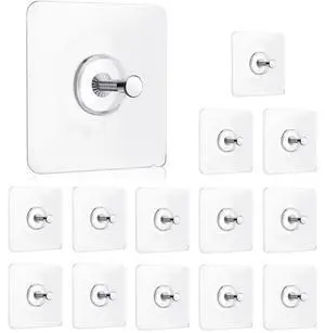 14 Pack Adhesive Wall Hooks, Wall Hangers Without Nails, No Damage Picture Hooks Waterproof and Rustproof to use Inside Kitchen, Bathroom, Home and Office14mm 14 Pack Adhesive Wall Hooks, Wall Hangers Without Nails, No Damage Picture Hooks Waterproof and Rustproof to use Inside Kitchen, Bathroom, Home and Office14mm