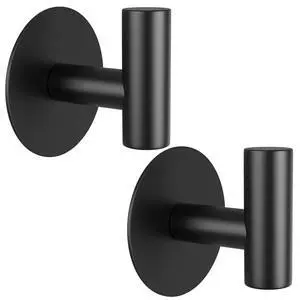 Self-Adhesive Coat Hooks, Stainless Steel Heavy Duty Wall Hooks, Towel Hooks for Hanging Robes, Aprons, Coats and Hats in Bathrooms,Kitchens and Hotels(2 Pack, Black) Self-Adhesive Coat Hooks, Stainless Steel Heavy Duty Wall Hooks, Towel Hooks for Hanging Robes, Aprons, Coats and Hats in Bathrooms,Kitchens and Hotels(2 Pack, Black)