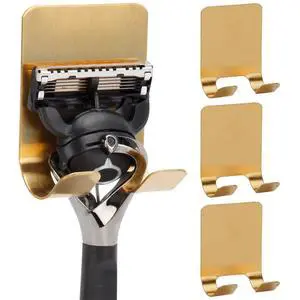 Self Adhesive Hooks Waterproof Razor Holder in Inside Shower 4 Pack, Metal Heavy Duty Utility Storage Hook.Towel. Loofah Holder for Wall.Hanger Hooks for Bathroom or Kitchen Organisation. Gold Self Adhesive Hooks Waterproof Razor Holder in Inside Shower 4 Pack, Metal Heavy Duty Utility Storage Hook.Towel. Loofah Holder for Wall.Hanger Hooks for Bathroom or Kitchen Organisation. Gold