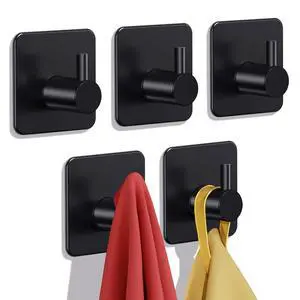 Adhesive Hooks Heavy Duty 22lb(Max) Towel Hooks for Shower, 5 Pack Self Adhesive Damage Free Wall Hooks, Stainless Steel for Coat Robe, Waterproof Oilproof Rustproof for Bathroom Kitchen Office Adhesive Hooks Heavy Duty 22lb(Max) Towel Hooks for Shower, 5 Pack Self Adhesive Damage Free Wall Hooks, Stainless Steel for Coat Robe, Waterproof Oilproof Rustproof for Bathroom Kitchen Office