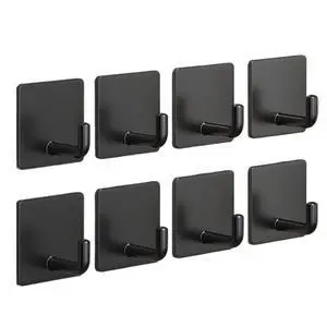 Adhesive Hooks for Hanging, Self-Adhesive Wall Hook for Key Hat Coat, No Drill Stick on Bathroom Towel Hooks, Shower Kitchen Door Home Outdoor 8 Pack, Black Adhesive Hooks for Hanging, Self-Adhesive Wall Hook for Key Hat Coat, No Drill Stick on Bathroom Towel Hooks, Shower Kitchen Door Home Outdoor 8 Pack, Black