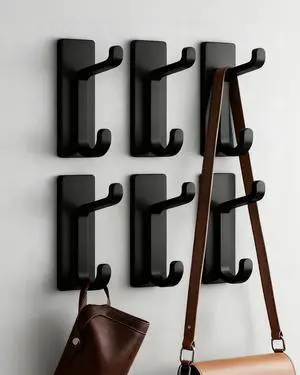 Self Adhesive Wall Hooks, 6 Pack Coat Hooks Wall Mount Heavy Duty Stainless, Double Extra Stick On Towel Hook for Bedroom Kitchen, Over the Door Hook for Hanging Key Hat Backpack (Black) Self Adhesive Wall Hooks, 6 Pack Coat Hooks Wall Mount Heavy Duty Stainless, Double Extra Stick On Towel Hook for Bedroom Kitchen, Over the Door Hook for Hanging Key Hat Backpack (Black)