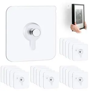 22 Pcs Drill Free Adhesive Wall Hooks, 20 lb Capacity Picture Hanging Hooks, Heavy Duty Picture Hangers Without Nails Strong Hold for Bathroom, Kitchen & Entryway 22 Pcs Drill Free Adhesive Wall Hooks, 20 lb Capacity Picture Hanging Hooks, Heavy Duty Picture Hangers Without Nails Strong Hold for Bathroom, Kitchen & Entryway