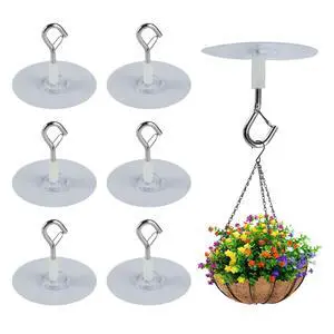 6 Pcs Self Adhesive Ceiling Hooks Heavy Duty, No Drill Ceiling Hooks for Hanging Plants, No Drill Plant Hangers with Safety Locks for Hanging Lights Plants Chimes Fans Wall Decor in Kitchen Bathroom 6 Pcs Self Adhesive Ceiling Hooks Heavy Duty, No Drill Ceiling Hooks for Hanging Plants, No Drill Plant Hangers with Safety Locks for Hanging Lights Plants Chimes Fans Wall Decor in Kitchen Bathroom