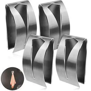 4 Pcs Self Adhesive Towel Hook Holder Grabber Stainless Steel Kitchen Dish Towel Hook Wall Mount Non Drilling Hangers Rack Hand Tea Holders for Bathroom Accesories Kitchen Gadgets (Silver) 4 Pcs Self Adhesive Towel Hook Holder Grabber Stainless Steel Kitchen Dish Towel Hook Wall Mount Non Drilling Hangers Rack Hand Tea Holders for Bathroom Accesories Kitchen Gadgets (Silver)