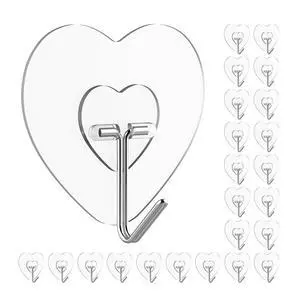 Adhesive Hooks for Hanging, 24 Pack Heavy Duty Wall Hooks, Towel Coat Hooks Waterproof, Transparent Self Adhesive Sticky Hook for Kitchen Keys Glass Door,No Nail Utility Ceiling Hooks Adhesive Hooks for Hanging, 24 Pack Heavy Duty Wall Hooks, Towel Coat Hooks Waterproof, Transparent Self Adhesive Sticky Hook for Kitchen Keys Glass Door,No Nail Utility Ceiling Hooks