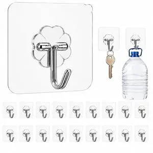 Creations 24 Pack Heavy Duty Self Adhesive Hooks-33lb(Max), Transparent Nail Free, Waterproof, Sticky Wall Hooks for Keys, Coat, Shower, Outdoor, Kitchen, Home Improvement. Creations 24 Pack Heavy Duty Self Adhesive Hooks-33lb(Max), Transparent Nail Free, Waterproof, Sticky Wall Hooks for Keys, Coat, Shower, Outdoor, Kitchen, Home Improvement.