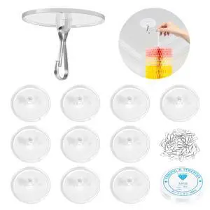 10-Pack Self-Adhesive Ceiling Hooks with 80ft Hanging Line for Paper Lanterns Hanging, Removable Sticky Damage-Free No-Drill Ceiling Wall Hooks for Festival Wedding Birthday Party 10-Pack Self-Adhesive Ceiling Hooks with 80ft Hanging Line for Paper Lanterns Hanging, Removable Sticky Damage-Free No-Drill Ceiling Wall Hooks for Festival Wedding Birthday Party