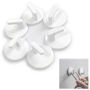 6 Pcs Adhesive Plastic Hooks - Small Wall Hooks for Hanging, Drill-Free, Seamless - Kitchen Bathroom - 34 * 34 * 21 mm, White 6 Pcs Adhesive Plastic Hooks - Small Wall Hooks for Hanging, Drill-Free, Seamless - Kitchen Bathroom - 34 * 34 * 21 mm, White