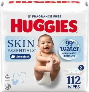 Skin Essentials Baby Wipes, Hypoallergenic, 99% Water, 2 Flip Top Packs (112 Wipes Total) Skin Essentials Baby Wipes, Hypoallergenic, 99% Water, 2 Flip Top Packs (112 Wipes Total)