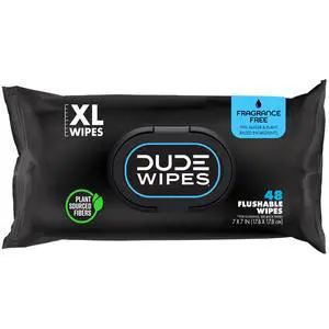 Unscented Flushable Wipes - Extra-Large Adult Wet Wipes for Sensitive Skin - 1 Pack (48 Count), Travel Pack - Infused with Vitamin E and Aloe - Septic and Sewer Safe Unscented Flushable Wipes - Extra-Large Adult Wet Wipes for Sensitive Skin - 1 Pack (48 Count), Travel Pack - Infused with Vitamin E and Aloe - Septic and Sewer Safe