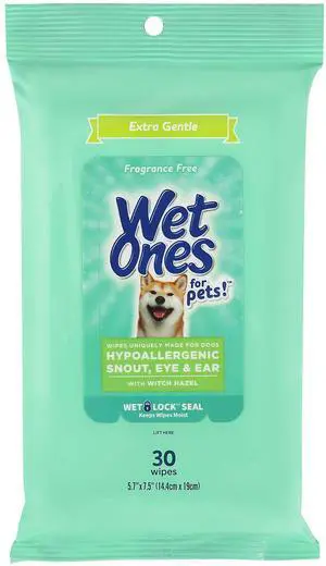 Wet Ones for Pets Extra Gentle Dog Wipes with Witch Hazel - Fragrance-Free, Hypoallergenic Pet Grooming Wipes for Snout, Eye, and Ear Areas, Sensitive Skin, 30 Count Wet Ones for Pets Extra Gentle Dog Wipes with Witch Hazel - Fragrance-Free, Hypoallergenic Pet Grooming Wipes for Snout, Eye, and Ear Areas, Sensitive Skin, 30 Count