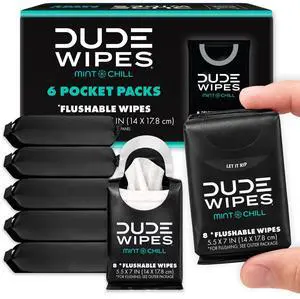 Wipes Mint Chill Pocket Packs - Travel Wipes - 6 Packs of 8 (48 Count) - On-The-Go Adult Flushable Wipes - Infused with Tea Tree Oil, Vitamin E, and Aloe - Septic and Sewer Safe Wipes Mint Chill Pocket Packs - Travel Wipes - 6 Packs of 8 (48 Count) - On-The-Go Adult Flushable Wipes - Infused with Tea Tree Oil, Vitamin E, and Aloe - Septic and Sewer Safe