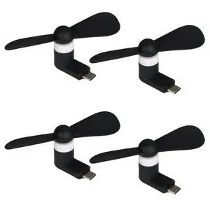Phone Fan USB C, 4 Pack Mini Portable Cell Phone Fan for iPhone 16/15 and Android Cellphones with Type-C Port, Small Personal Travel Pocket Fans Summer Gadgets (Black) Phone Fan USB C, 4 Pack Mini Portable Cell Phone Fan for iPhone 16/15 and Android Cellphones with Type-C Port, Small Personal Travel Pocket Fans Summer Gadgets (Black)