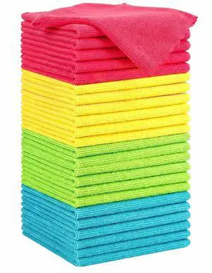 Microfiber Cleaning Cloth, 24 Pack Highly Absorbent Cleaning Rags, 4 Color Mix, Reusable, Soft and Lint Free Cleaning Supplies for Window, Household and Kitchen, 12 Inch X 10.6 Inch Microfiber Cleaning Cloth, 24 Pack Highly Absorbent Cleaning Rags, 4 Color Mix, Reusable, Soft and Lint Free Cleaning Supplies for Window, Household and Kitchen, 12 Inch X 10.6 Inch