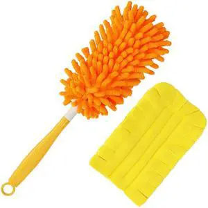 2 Pcs with 1 Handle Reusable Duster Refills, Washable Microfiber Dusters, 360°Cleaning Tools for Home, Office, Blinds, Car, Pet, Furniture, Fan 2 Pcs with 1 Handle Reusable Duster Refills, Washable Microfiber Dusters, 360°Cleaning Tools for Home, Office, Blinds, Car, Pet, Furniture, Fan