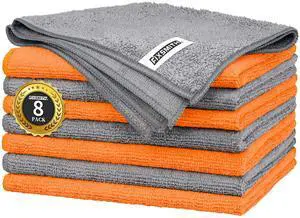 Microfiber Cleaning Cloth -Pack of 8, Highly Absorbent Cleaning Rags(Grey&Orange), 16"X12" All Purpose Cleaning Towels for Housekeeping, Kitchen, Car, Reusable Microfiber Towels Microfiber Cleaning Cloth -Pack of 8, Highly Absorbent Cleaning Rags(Grey&Orange), 16"X12" All Purpose Cleaning Towels for Housekeeping, Kitchen, Car, Reusable Microfiber Towels