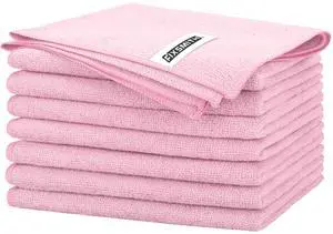 Pink Microfiber Cleaning Cloth -Pack of 8, Highly Absorbent Cleaning Rags, 16"X12" All Purpose Cleaning Towels for Housekeeping, Kitchen, Car, Lint Free and Reusable Microfiber Towels Pink Microfiber Cleaning Cloth -Pack of 8, Highly Absorbent Cleaning Rags, 16"X12" All Purpose Cleaning Towels for Housekeeping, Kitchen, Car, Lint Free and Reusable Microfiber Towels