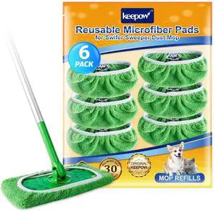 Reusable Mop Pads Refills Compatible with Swiffer Sweeper Mop, Dry Sweeping Cloths, Microfiber Wet Mopping Cloths for Hardwood Floor Cleaning, 6 Pack (Mop is Not Included) Reusable Mop Pads Refills Compatible with Swiffer Sweeper Mop, Dry Sweeping Cloths, Microfiber Wet Mopping Cloths for Hardwood Floor Cleaning, 6 Pack (Mop is Not Included)