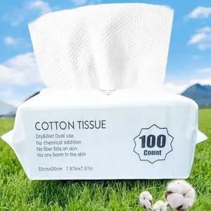 Disposable Cotton Facial Cleansing Dry Wipes, White, Soft Towelettes for Face, 100 Count (M-01) Disposable Cotton Facial Cleansing Dry Wipes, White, Soft Towelettes for Face, 100 Count (M-01)