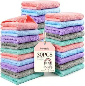 Makeup Remover Cloths 30 Pack, Soft Premium Coral Velvet Facial Cleansing Towels 7x7 Inch, Microfiber Reusable Washcloths for Face, Eye, LipsTowels Facial Cleansing Cloths for Women Makeup Remover Cloths 30 Pack, Soft Premium Coral Velvet Facial Cleansing Towels 7x7 Inch, Microfiber Reusable Washcloths for Face, Eye, LipsTowels Facial Cleansing Cloths for Women