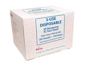 Use Disposable 3D Nonwoven Face Towels-XL 13x10, =150 Uses, Cut Waste & Cost 70%, Ultra-Clean, Soft & Durable, Dual-Surface: Cleanse, Exfoliate, Includes Wash Bag & Hook Use Disposable 3D Nonwoven Face Towels-XL 13x10, =150 Uses, Cut Waste & Cost 70%, Ultra-Clean, Soft & Durable, Dual-Surface: Cleanse, Exfoliate, Includes Wash Bag & Hook