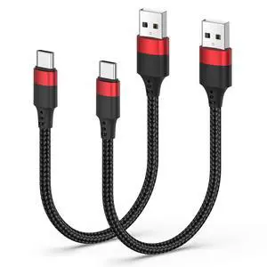 Short USB to USB C Cable, 2 Pack USB C Cable 1ft, Braided 12 inch Short USBC Cable 3A Fast Charging for iPhone 17 16 15 Pro Max, Samsung Galaxy S25 S24 S23, Pxiel 10 9 Short USB to USB C Cable, 2 Pack USB C Cable 1ft, Braided 12 inch Short USBC Cable 3A Fast Charging for iPhone 17 16 15 Pro Max, Samsung Galaxy S25 S24 S23, Pxiel 10 9