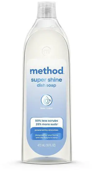 Super Shine Liquid Dish Soap, Powered by Enzymes, Free + Clear, Unscented, 16 fl oz Super Shine Liquid Dish Soap, Powered by Enzymes, Free + Clear, Unscented, 16 fl oz