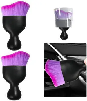 2 PCS Car Detailing Brush, Curved Soft Bristles Auto Removal Dust Collectors, Universal Vehicle Dashboard, Air Conditioner Vents etc Interior Cleaning Tool Accessories (Double Purple) 2 PCS Car Detailing Brush, Curved Soft Bristles Auto Removal Dust Collectors, Universal Vehicle Dashboard, Air Conditioner Vents etc Interior Cleaning Tool Accessories (Double Purple)