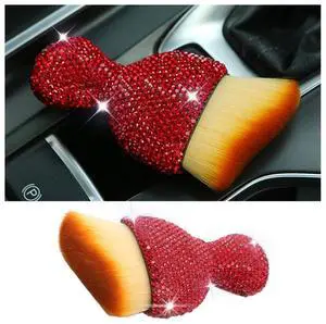 Auto Interior Dust Brush, Car Detailing Cleaning Brush with Diamond, Bling Handle Soft Bristles Dusting Tool, Scratch Free Dirt Clean Brushes for Vehicle Dashboard, Air Conditioner Vent (Red) Auto Interior Dust Brush, Car Detailing Cleaning Brush with Diamond, Bling Handle Soft Bristles Dusting Tool, Scratch Free Dirt Clean Brushes for Vehicle Dashboard, Air Conditioner Vent (Red)