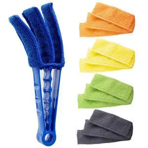 Window Blind Cleaner Duster Brush with 5 Microfiber Sleeves - Blind Cleaner Tools for Window Shutters Blind Air Conditioner Jalousie Dust Window Blind Cleaner Duster Brush with 5 Microfiber Sleeves - Blind Cleaner Tools for Window Shutters Blind Air Conditioner Jalousie Dust