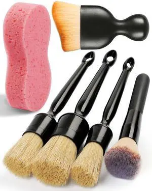 6PCS Car Detailing Brush Set, Ultra Soft Boars Hair Detail Brushes, Automotive Cleaning Brush Kit for Wheels, Air Vent, Leather Seats, Vehicles Auto Exterior Interior Detailing Brushes Tool 6PCS Car Detailing Brush Set, Ultra Soft Boars Hair Detail Brushes, Automotive Cleaning Brush Kit for Wheels, Air Vent, Leather Seats, Vehicles Auto Exterior Interior Detailing Brushes Tool
