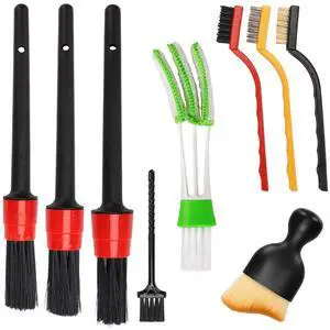 Auto Car Detailing Brush Set Car Interior Cleaning Kit Includes 3 Boar Hair Detail Brush,3 Wire Brush, 3 Air Vent Brush for Cleaning Car Interior Exterior, Dashboard Engines Leather Wheel Auto Car Detailing Brush Set Car Interior Cleaning Kit Includes 3 Boar Hair Detail Brush,3 Wire Brush, 3 Air Vent Brush for Cleaning Car Interior Exterior, Dashboard Engines Leather Wheel