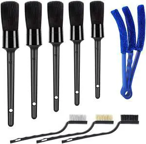 9pcs Auto Car Detailing Brush Set/ Interior Cleaning Kit Includes 5 Soft Premium Detail Brush, 3 Wire Brush & 1 Vent Cleaning Brush for Cleaning Interior, Dashboard, Engines, Leather, Wheel 9pcs Auto Car Detailing Brush Set/ Interior Cleaning Kit Includes 5 Soft Premium Detail Brush, 3 Wire Brush & 1 Vent Cleaning Brush for Cleaning Interior, Dashboard, Engines, Leather, Wheel