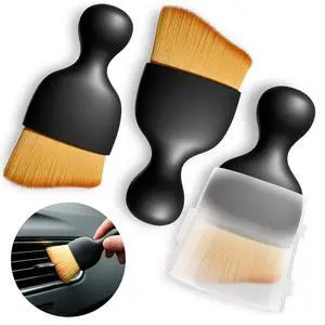 3Pcs Auto Detailing Brushes Set 2.29" x 3.98" Car Cleaning Brush Interior with Curved Soft Nylon Bristles, Waterproof Plastic Handle, Transparent Storage Case - for Dashboard, AC Vents & Console 3Pcs Auto Detailing Brushes Set 2.29" x 3.98" Car Cleaning Brush Interior with Curved Soft Nylon Bristles, Waterproof Plastic Handle, Transparent Storage Case - for Dashboard, AC Vents & Console