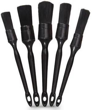 Car Detailing Brush Set, 5 Pack Auto Black Detail Brushes, Comfortable Grip and Scratch-Free Cleaning Brush for Car Interior or Exterior, Wheels, Tires, Engine Bay, Leather Seats, Door Panels, Emblems Car Detailing Brush Set, 5 Pack Auto Black Detail Brushes, Comfortable Grip and Scratch-Free Cleaning Brush for Car Interior or Exterior, Wheels, Tires, Engine Bay, Leather Seats, Door Panels, Emblems