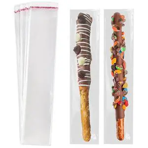 100 Pcs Self Sealing Cellophane Bags: 2x10 Inches Clear Pretzel Rod Resealable Pretzels Individual Bags for Packaging ICY Candy Treat Popsicle Cookies 100 Pcs Self Sealing Cellophane Bags: 2x10 Inches Clear Pretzel Rod Resealable Pretzels Individual Bags for Packaging ICY Candy Treat Popsicle Cookies
