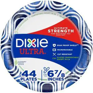 Ultra, Small Paper Plates, 6 7/8" Inch, 44 Count, 3X Stronger*, Heavy Duty, Microwave-Safe, Soak-Proof, Cut Resistant, Disposable Plates For Heavy, Messy Meals Ultra, Small Paper Plates, 6 7/8" Inch, 44 Count, 3X Stronger*, Heavy Duty, Microwave-Safe, Soak-Proof, Cut Resistant, Disposable Plates For Heavy, Messy Meals