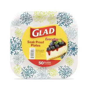 Glad Everyday Round Paper Plates, Blue Hydrangea Print Disposable Dessert and Appetizer Plates for Meals and Parties, Soak Proof and Cut Resistant, Microwave Safe Tabletop Plates, 7 Inch, 50 Count Glad Everyday Round Paper Plates, Blue Hydrangea Print Disposable Dessert and Appetizer Plates for Meals and Parties, Soak Proof and Cut Resistant, Microwave Safe Tabletop Plates, 7 Inch, 50 Count