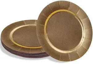 Silver Spoons Gold with Glitz Design Charger Disposable Paper Plates - 13" (Pack of 10) - Perfect for Weddings, Parties & Special Occasions Silver Spoons Gold with Glitz Design Charger Disposable Paper Plates - 13" (Pack of 10) - Perfect for Weddings, Parties & Special Occasions