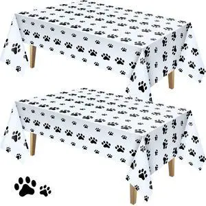 2 Pcs Paw Print Tablecloth Dog Birthday Decorations Plastic Cat Paw Table Cover Disposable Puppy Themed Birthday Party Decorations for Dog Party Supplies (Black,108 x 54 Inch) 2 Pcs Paw Print Tablecloth Dog Birthday Decorations Plastic Cat Paw Table Cover Disposable Puppy Themed Birthday Party Decorations for Dog Party Supplies (Black,108 x 54 Inch)