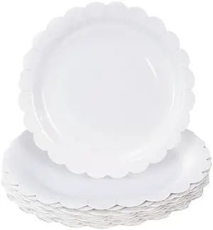 25 Paper Plates 7 Inch White Scalloped Disposable Dinner Plates for Wedding Baby Shower Birthday Party Dessert Plate 25 Paper Plates 7 Inch White Scalloped Disposable Dinner Plates for Wedding Baby Shower Birthday Party Dessert Plate