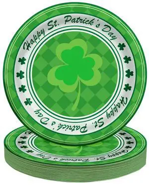 Plates 9'' 25 Count, Heavy Duty Disposable Plates for St. Patrick's Day Party Decorations Supplies, Green Plates 9'' 25 Count, Heavy Duty Disposable Plates for St. Patrick's Day Party Decorations Supplies, Green