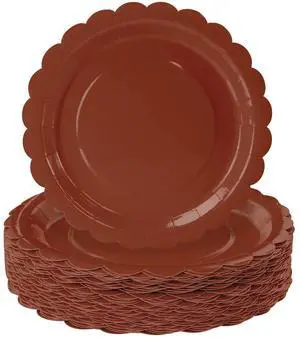 25 Pieces Brown Paper Plates 7 Inch Brown Scalloped Plates Disposable Dinner Plates for Wedding Baby Shower Birthday Fall Party Dessert Plates 25 Pieces Brown Paper Plates 7 Inch Brown Scalloped Plates Disposable Dinner Plates for Wedding Baby Shower Birthday Fall Party Dessert Plates